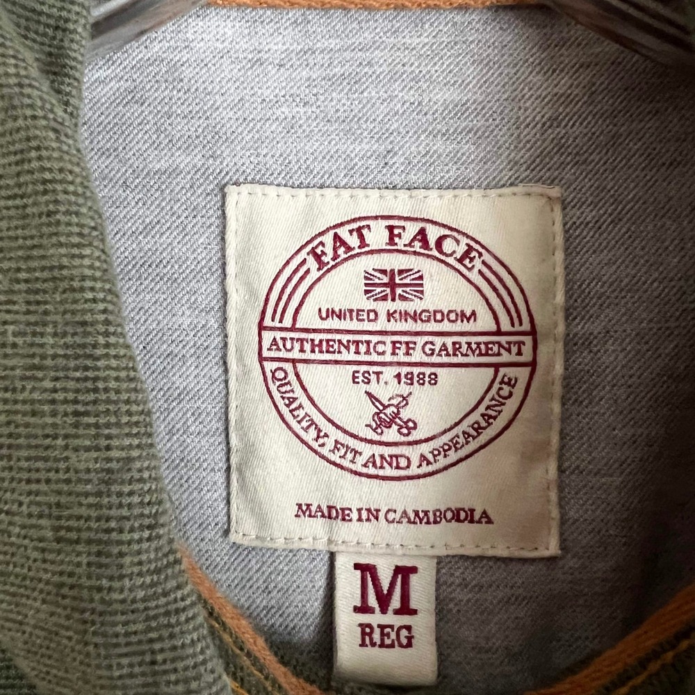 Fatface Long Sleeved Brushed Shirt Mens‎ M Reg Green Flannel Heritage - Picture 3 of 8